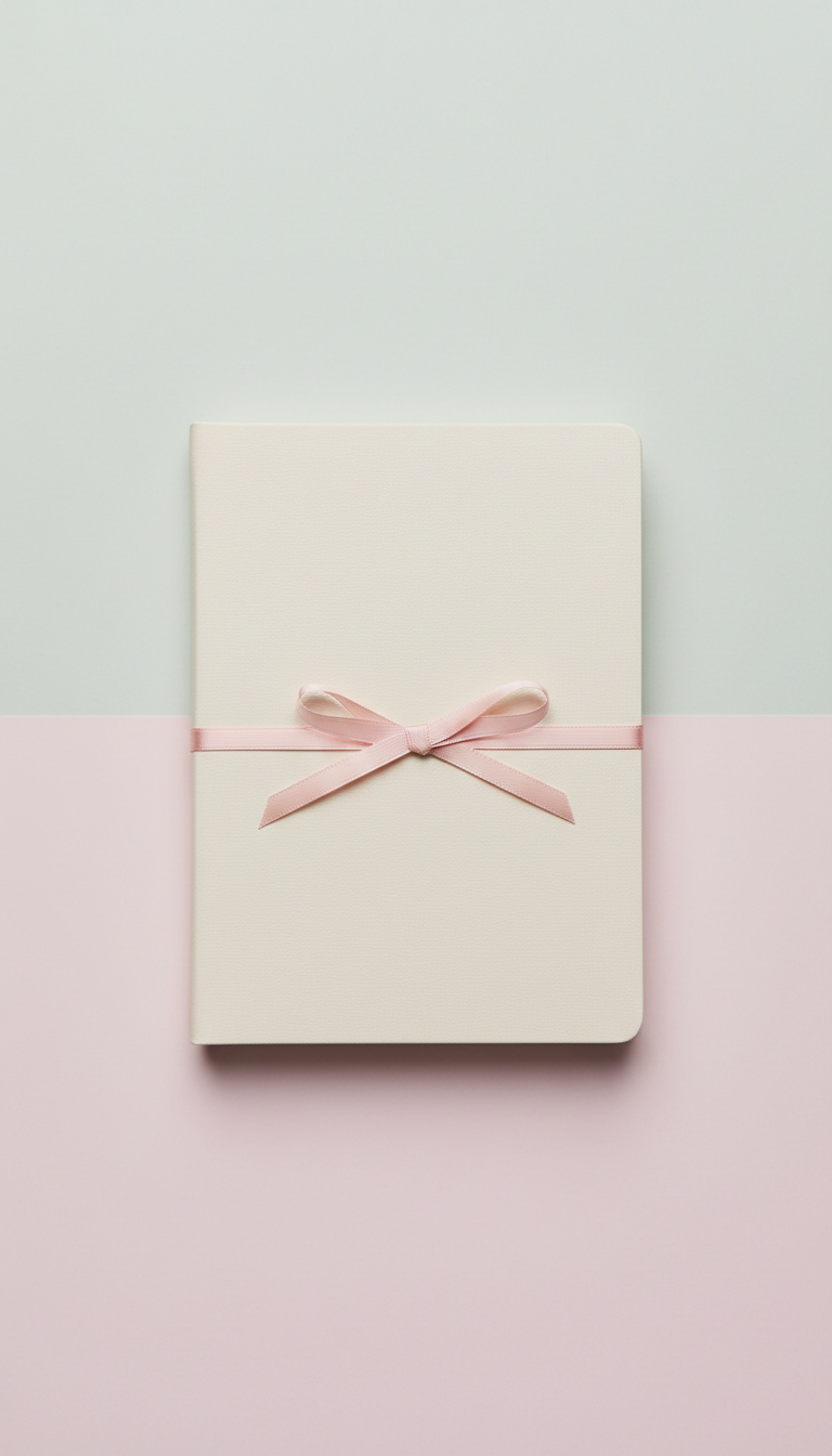 Porcelain Cream Journal with Ribbon Closure